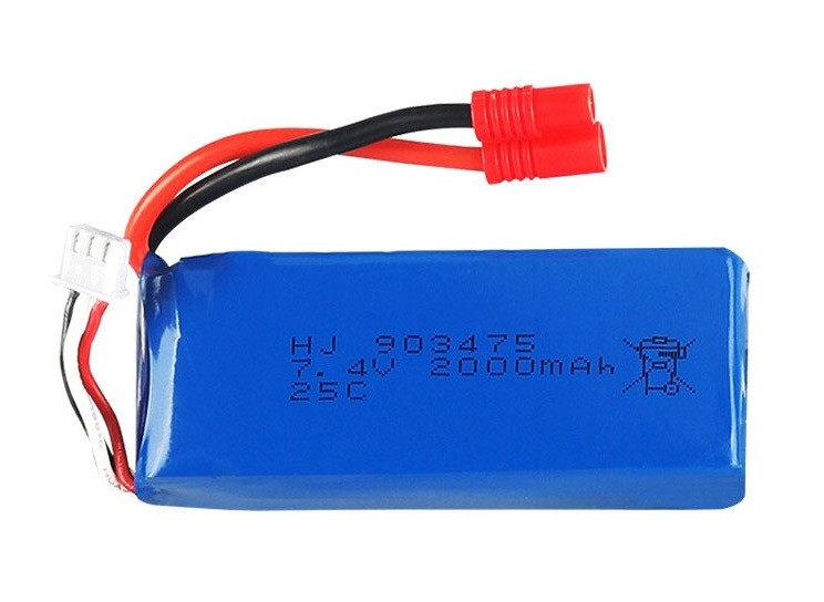 Аккумулятор литий-полимерный 2000mAh 7.4V 183475 высокотоковый 25С для Syma X8, X8A, X8C, X8W - фото 1 - id-p391779750