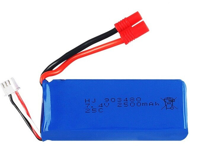 Аккумулятор литий-полимерный 2500mAh 7.4V 183485 высокотоковый 25C для Syma X8, X8A, X8C, X8W - фото 2 - id-p1020952652