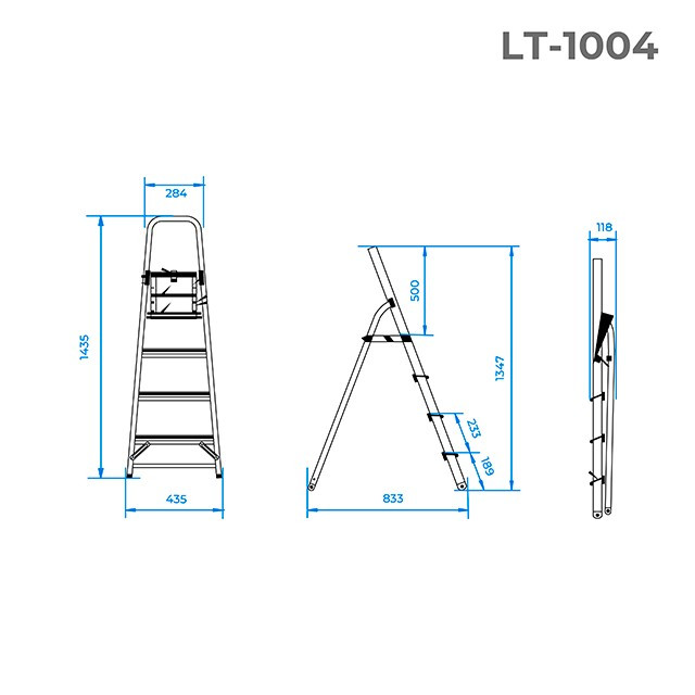 Стрем'янка з алюмінію, 4 сходинки, висота до платформи 850 мм INTERTOOL LT-1004 - фото 8 - id-p1709190720
