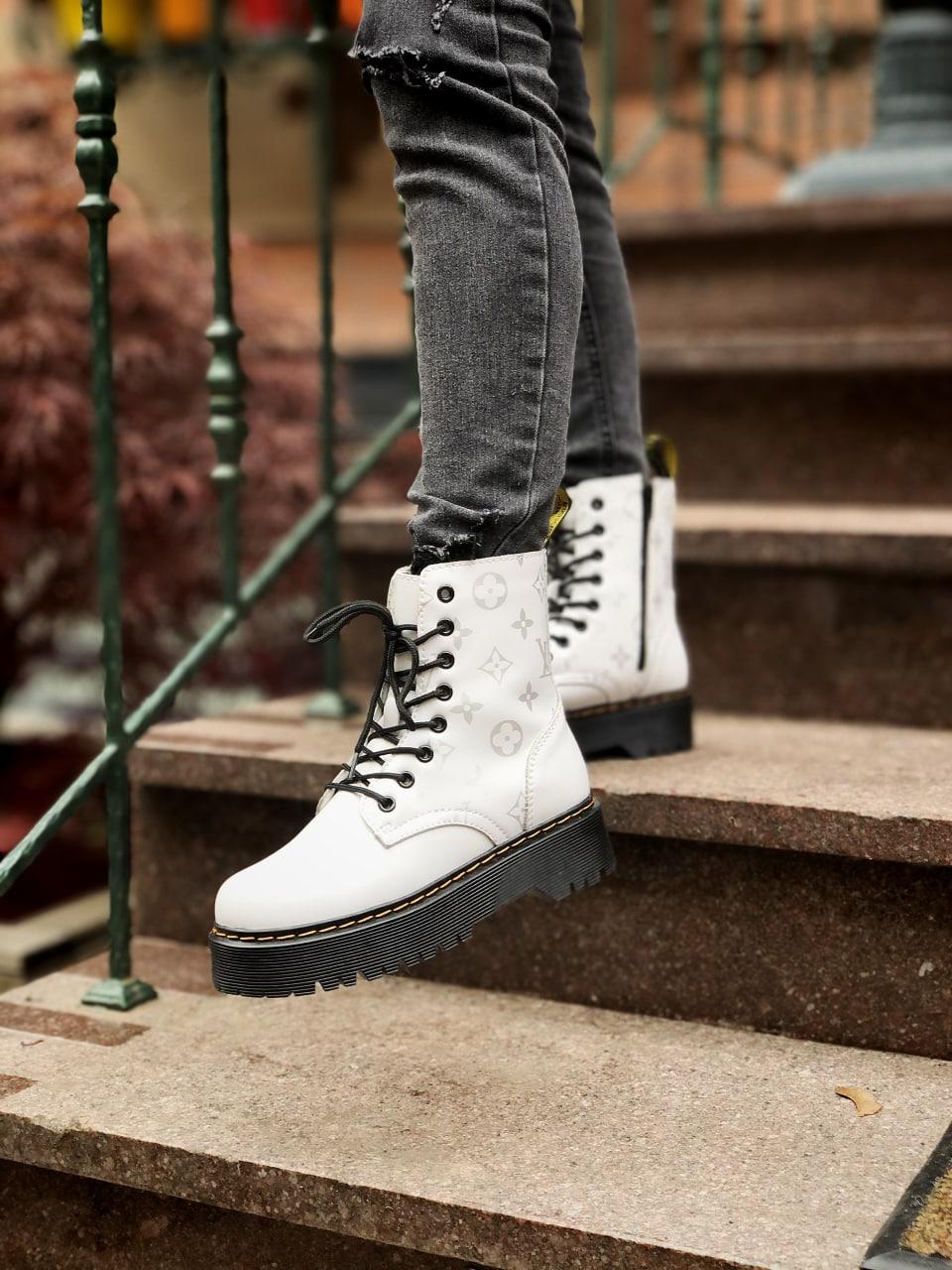 Черевики жіночі білі демісезонні Dr.Martens Jadon Louis Vuitton Premium White (04749)
