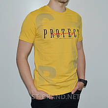L (48/50). Чоловіча футболка з принтом / Стрейч-котон, Турция, D&J™ - темно жовта