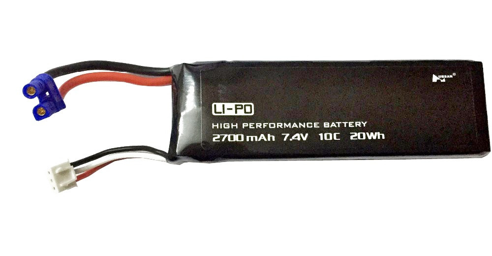 Аккумулятор литий-полимерный 2700mAh 7.4V высокотоковый 10C 1534105 для Hubsan H501S, H501A, H501M, H501C - фото 8 - id-p560847812