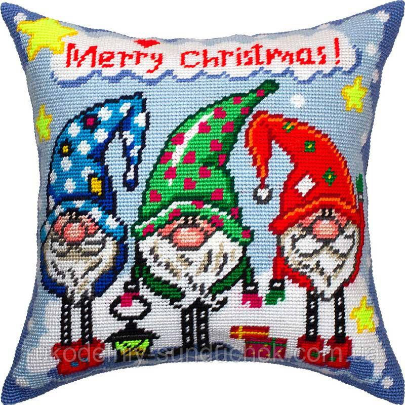 Набір для вишивки хрестом Чарівниця V-423 Подушка Три гноми, фото 1