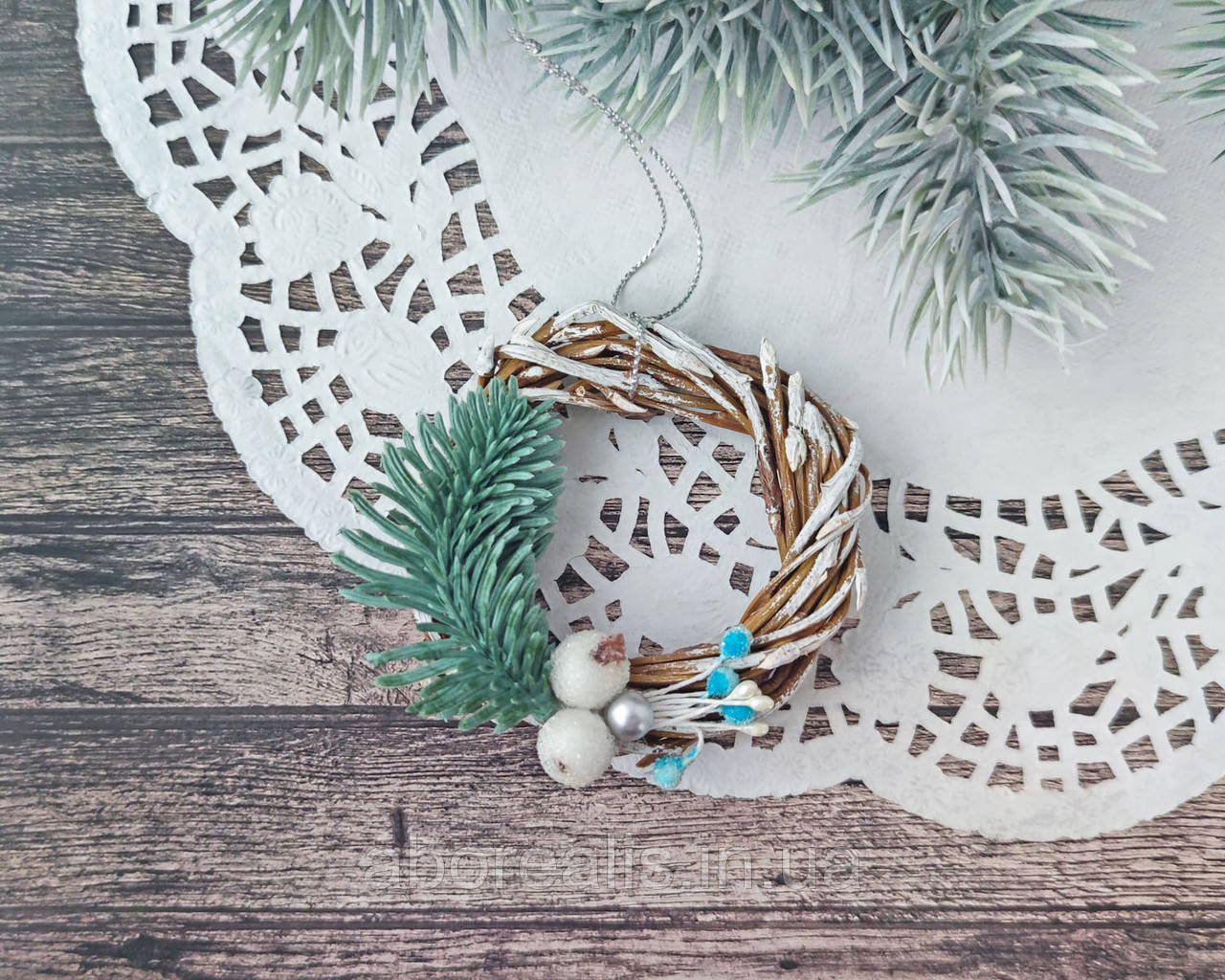 Іграшка новорічна в еко стилі "Різдвяний вінок", фото 1