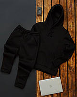 Спортивный костюм мужской зимний теплый на флисе As premium черный Толстовка + Штаны с начесом
