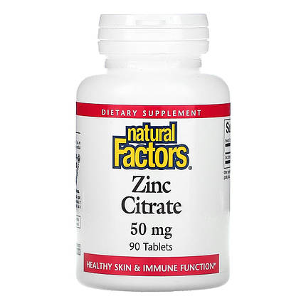 Natural Factors Zinc Citrate 50 mg 90 Tabs, фото 1