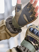 Тактичні перчатки, рукавички армійські військові штурмові безпалі камуфляж захисні рукавички для самооборони