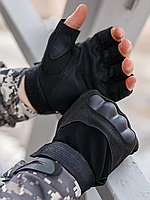 Тактичні перчатки, рукавички армійські без пальців чорні штурмові безпалі для військових, стрільби на липучці