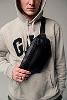 Мужская сумка на пояс качественная удобная, сумка бананка на плечо из натуральной кожи 13х27х9 см