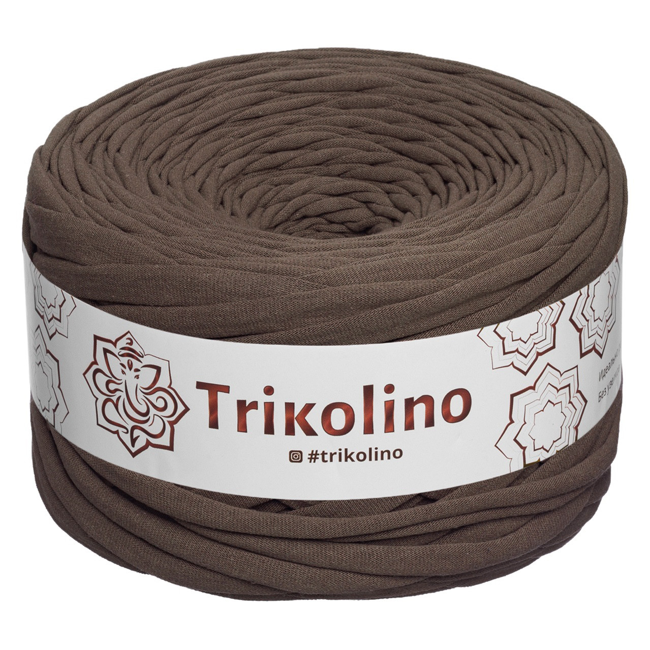 Трикотажна пряжа Trikolino, 7-9 мм., 50 м., Чорний шоколад, нитки для в'язання