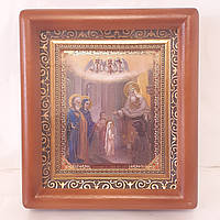 Ікона Введення в храм Пресвятої Богородиці, лик 10х12 см, на коричневому дерев'яному кіоті