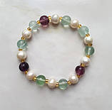 Браслет натуральний перли і флюорит 8 мм, фото 4