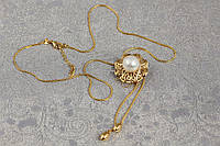 Цепь Xuping Jewelry с кулоном ромашка с жемчужиной на бегунке 45 см добавка 4 см золотистая