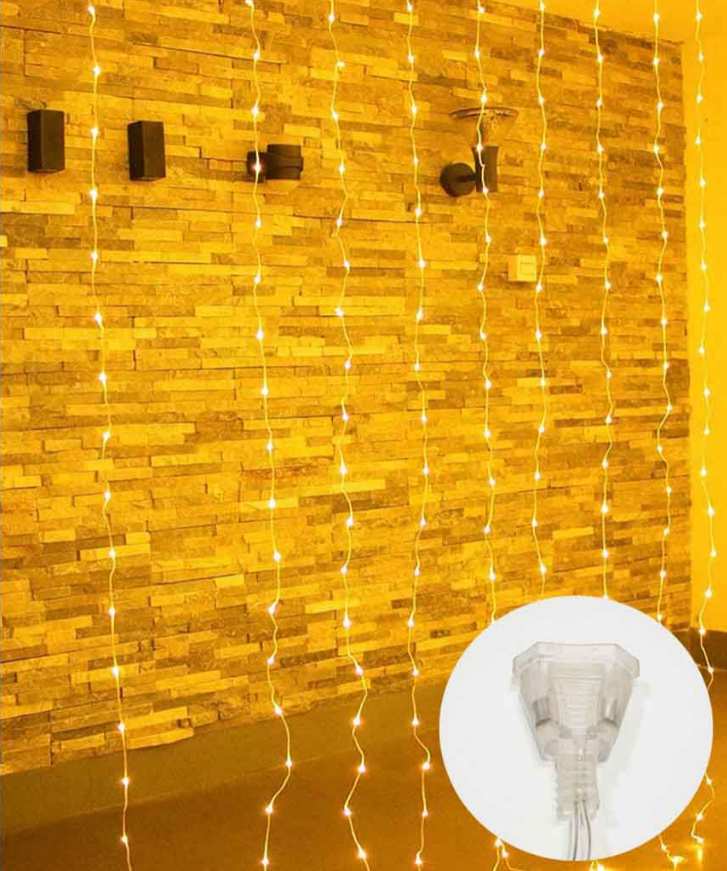 Гірлянда штора роса 300LED, 3 м х 3 м, 10ліній, 8режимів, Теплий Білий колір