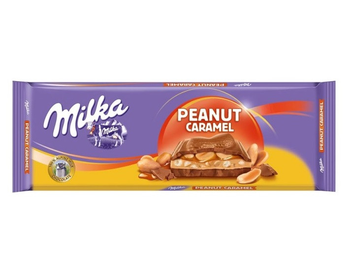 Шоколад Milka Peanut Caramel (c карамеллю і арахісом) Швейцарія 300г ( опт 5 шт)