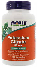 Цитрат калію NOW Foods Potassium Citrate 99 mg 180 Veg Caps