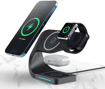 Зарядний пристрій для Epik Charger 3в1 Magnetic Wireless Charger для iPhone 12-13/Apple Watch/AirPods