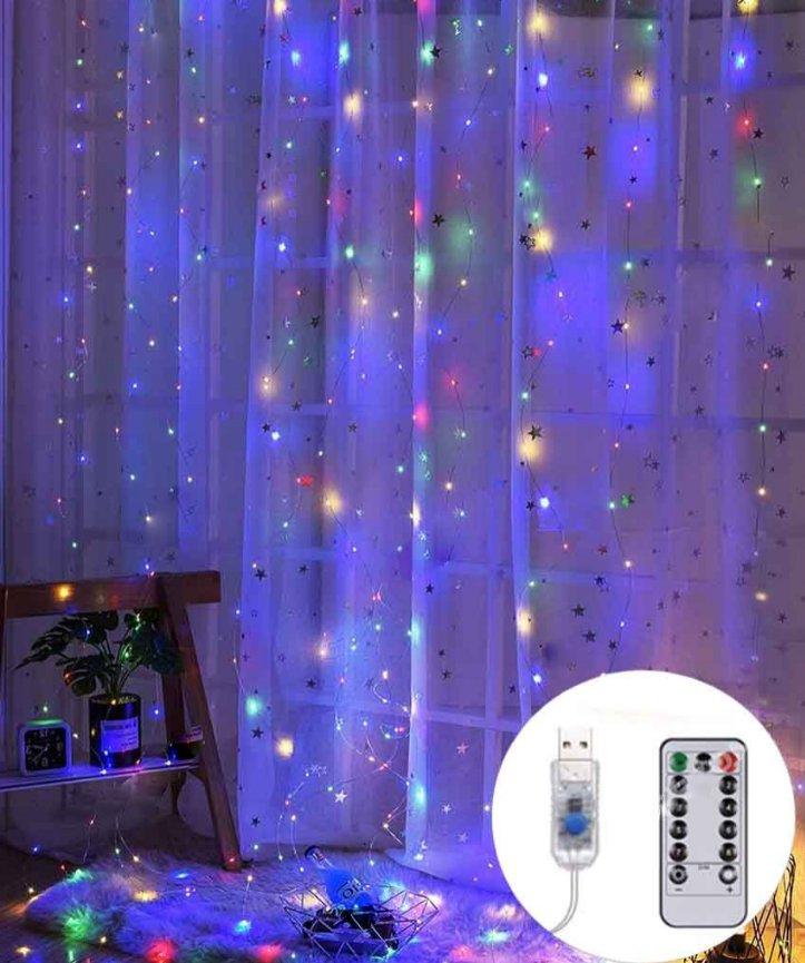 Гірлянда штора-роса 144LED, 1,8 м х 1,2 м, Мультик колір