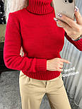 Жіночий теплий светр із високою горловиною вільний базовий однотонний (р. 42-48) 90043063, фото 4
