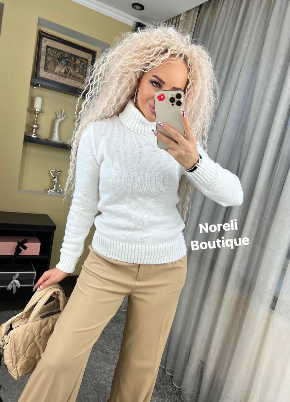 Жіночий теплий светр із високою горловиною вільний базовий однотонний (р. 42-48) 90043063, фото 1