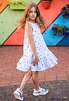 Летнее платье для девочки BIGU Белое в бабочки 110-116 см (5-6 лет)