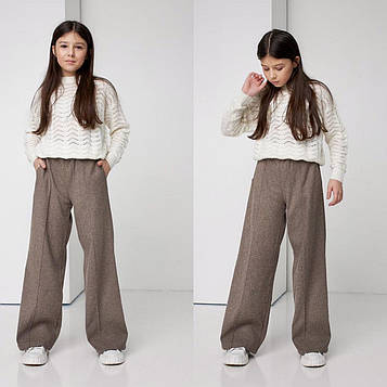 Штани утеплені на дівчинку Палаццо капучино