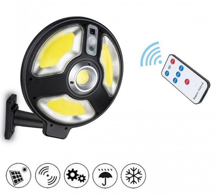 Світлодіодний вуличний світильник на сонячній батареї з датчиком руху та пультом Solar 150 COB, фото 1