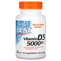 Vitamin D3 125 мкг 5000 IU Doctor's Best 360 капсул