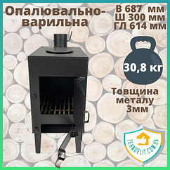 Печі-буржуйки булер'ян для будинку тривалого горіння з варильною поверхнею для дачі в гараж на дровах 3мм