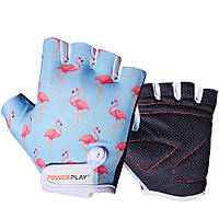Велоперчатки PowerPlay 001 Flamingo, Blue 2 XS