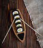 Сервірувальна дошка дерев'яна тарілка блюдо для подачі суші, ролів порційна "Каное" 290 х 140 х 20 мм, фото 2