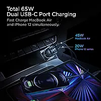 Автомобільний зарядний пристрій Spigen 75W USB C PC2200 PowerArc Car Charger PD 75W/QC3.0 Black ACP04581, фото 7