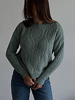Базовый женский вязаный свитер оверсайз с узором, вязаная женская кофта 42/44