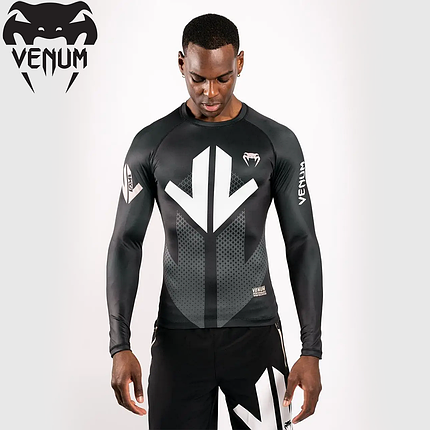 Рашгард чоловічий лонгслів Venum Loma Arrow Long Sleeves Rashguards Black White, фото 2