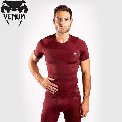 Рашгард з коротким рукавом чоловічий Venum G-Fit Rashguard Short Sleeves Burgundy, фото 2