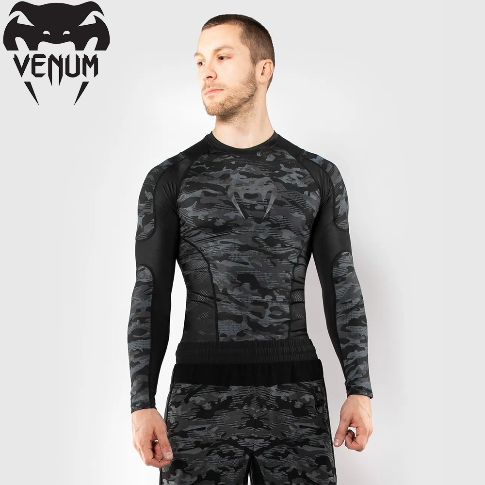 Рашгард лонгслів чоловічий Venum Defender Rashguard Long Sleeves Dark Camo