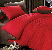 Полуторный однотонный комплект постельного белья " Красный, коричневый шоколадный ", бязь голд люкс "Виталина"