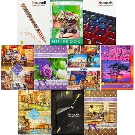 Зошит А-5 64арк. тв.обкл. Коленкор mix, фото 1