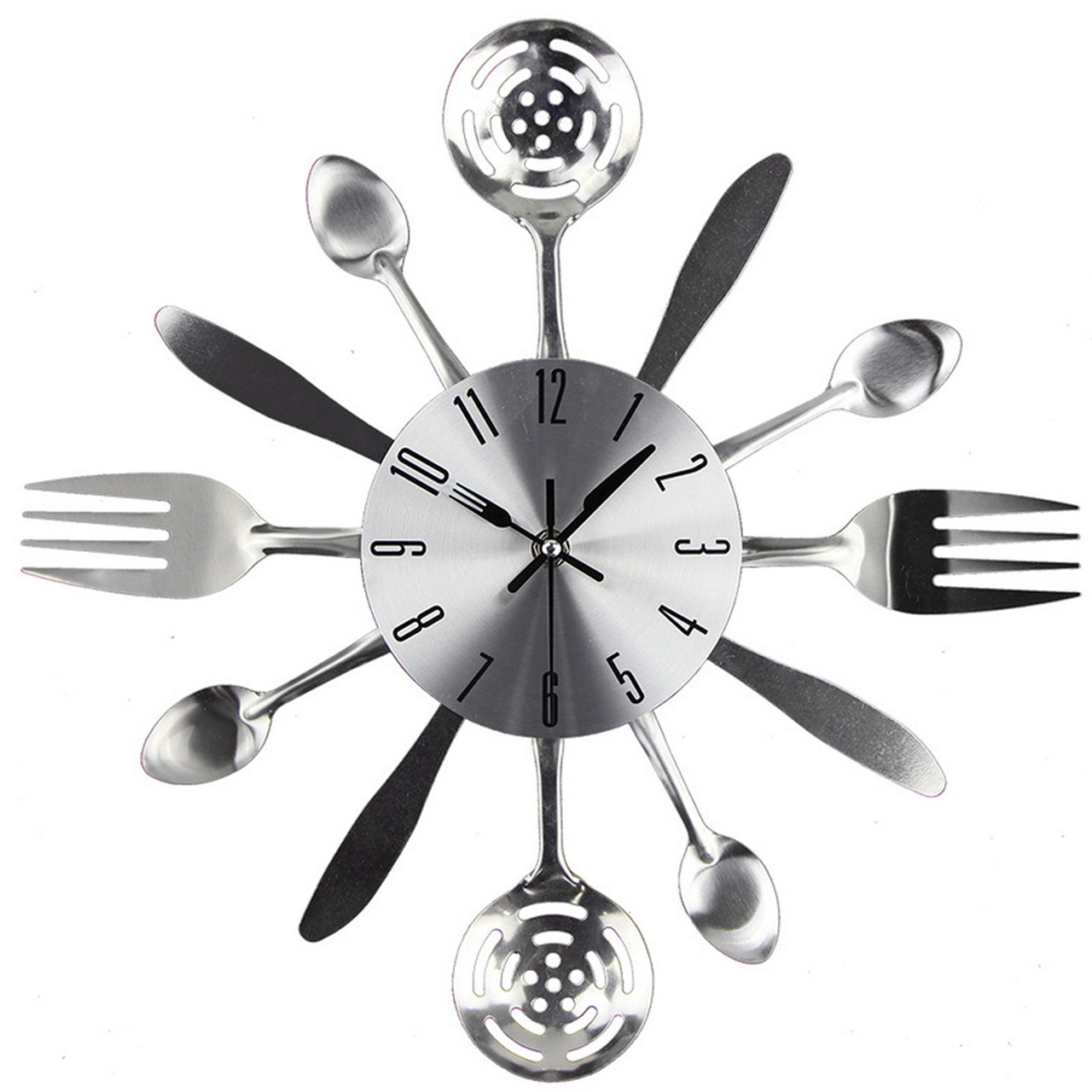 Настінний годинник на кухню "Spoons-forks" — Потужна прикраса для кафе та кухні (Метал, 37 х 37 см)