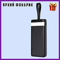 Павер Банк Power Bank зовнішній акумулятор PLO-PB30M 30000mAH чорний, портативна батарея з кабелями 2 роки