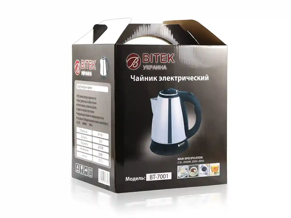 Електрочайник нерж. 2,0л 2000Вт BITEK BT-7001 12шт 8950
