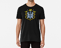 Мужская и женская Патриотическая футболка с принтом Герб Украины цветы