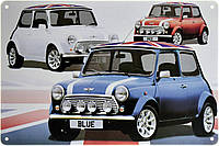 Металлическая табличка / постер "Mini Cooper (White, Red, Blue)" 30x20см (ms-001289)