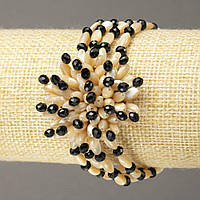 Браслет на резинці перламутр і чеське скло купити біжутерію дешево оптом в інтернеті