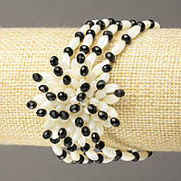 Браслет на резинці перламутр і чеське скло купити біжутерію дешево оптом в інтернеті