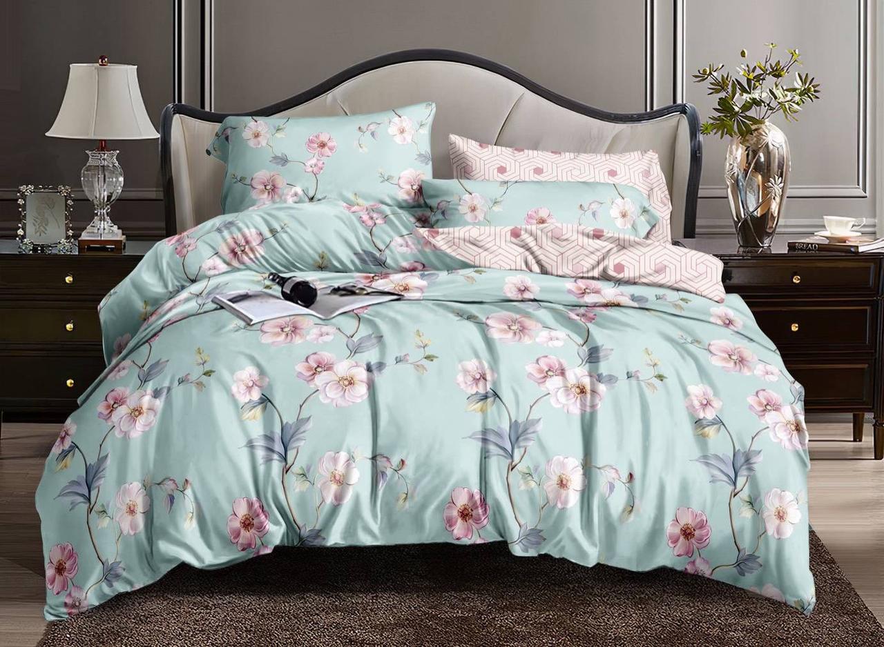 Постільна білизна Королева Ночі (Ранфорс) | Полуторний комплект | 50х70 | Квіти на блакитному, фото 1