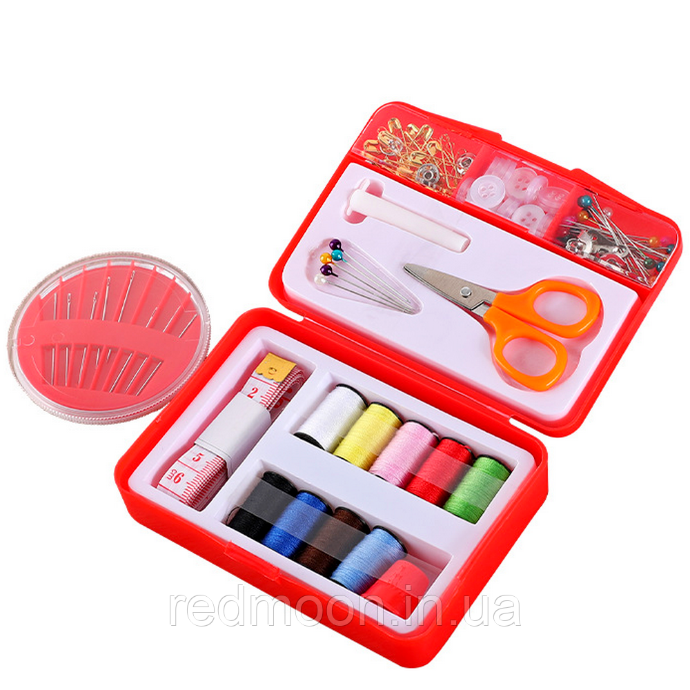 Дорожній набір для шиття INSTA SEWING KIT, Червоний / Швейний набір з голками в коробці, портативний
