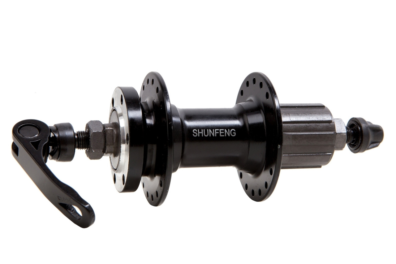 Втулка задня под кассету 7 Алюмiнiй 36H 14G з QR OLD -135mm чорний SHUNFENG SF-A262R SF-A262R