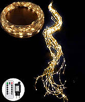 Гірлянда РОСА-пучок 360LED з пультом, 15лин по 2,4метра, Теплий білий колір (З режимами)
