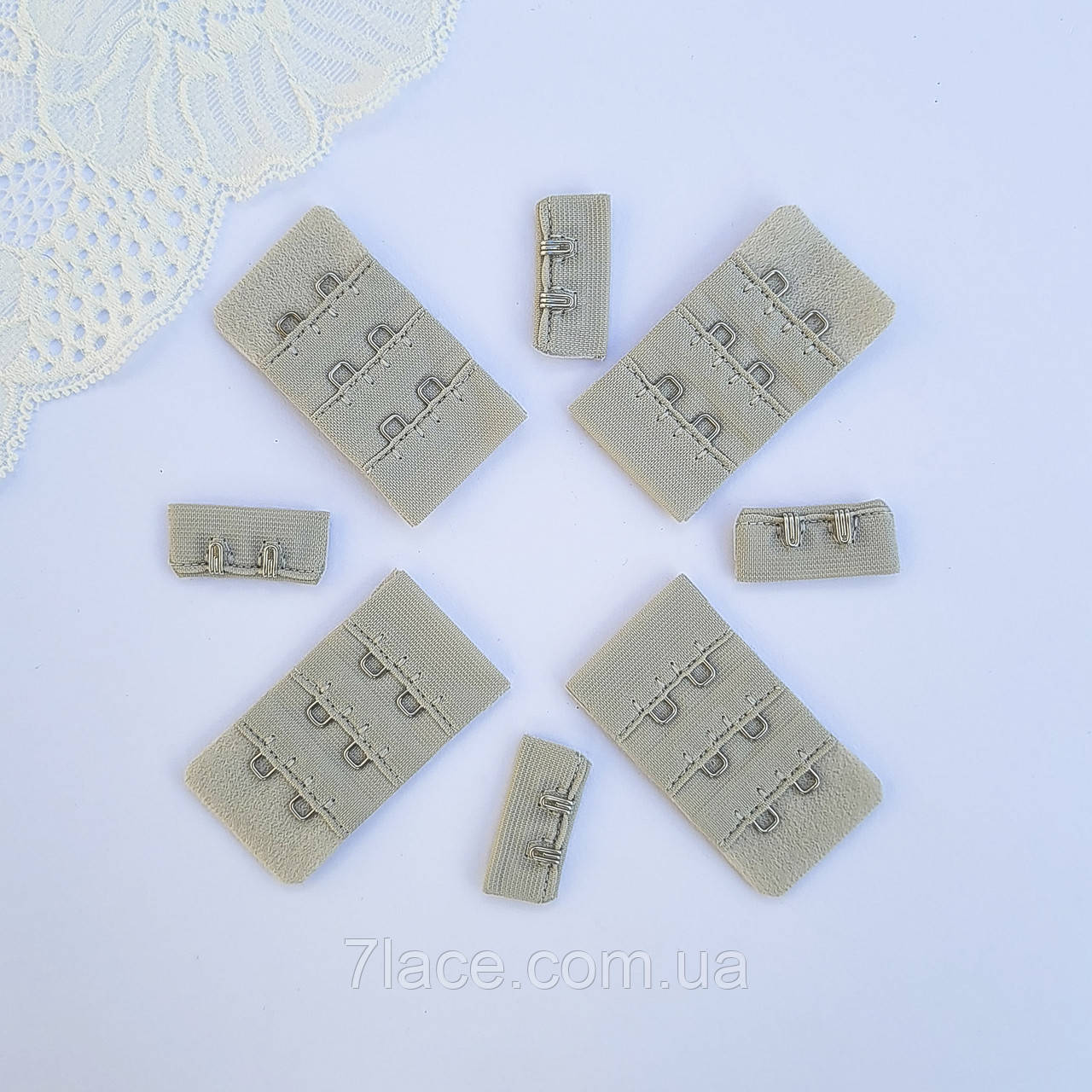 Застібка для бюстгальтера / 3 ряди 2 гачки / колір СІРО-БІЖОВИЙ / замовлення від 1 пари, фото 1